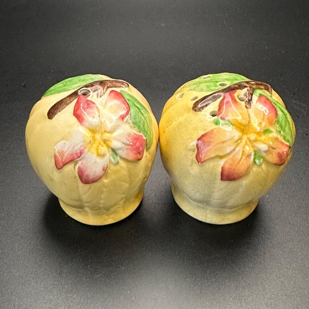 Vintage Carleton Ware Floral Salt & Pepper Shakers Yellow Ceramic Hand-Painted